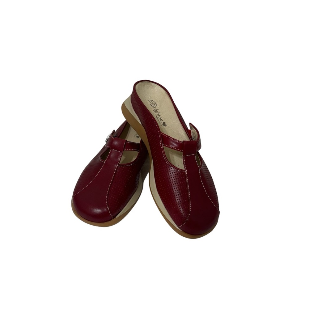 Brighton Erin Red Leather Mules size 8